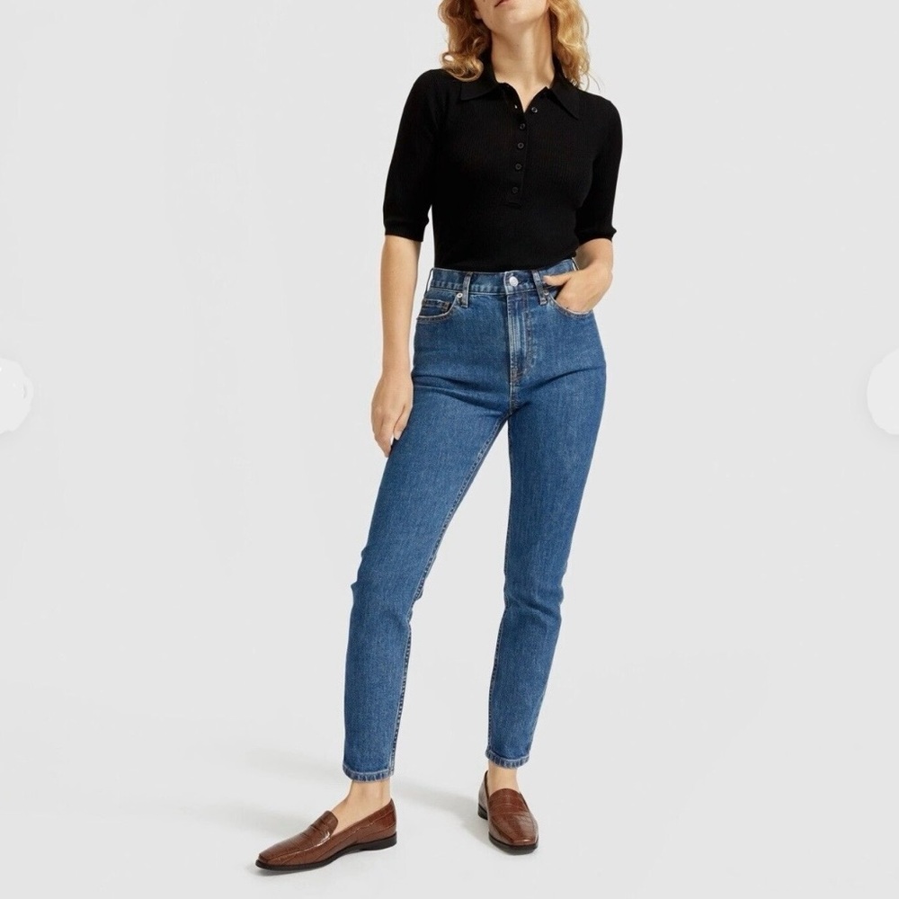 Everlane Mid Rise Skinny Jeans, Dark Wash. Size 25 Regular